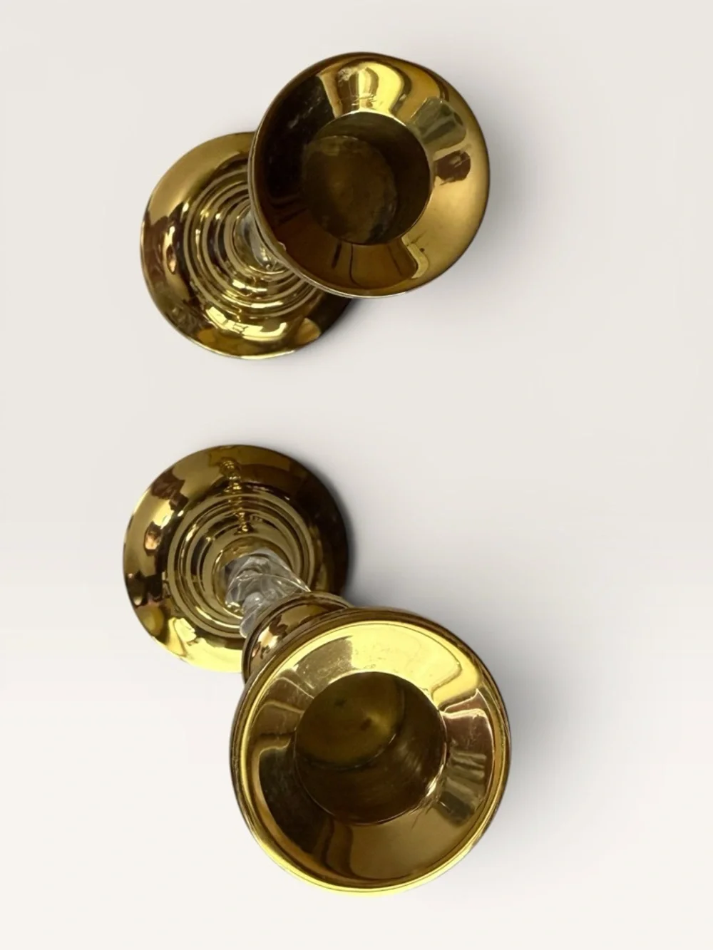 Vintage Hollywood Regency Brass & Twisted Lucite Candlestick Holders - Picture 6 of 6